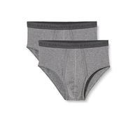Athena - Lot de 2 Slips Homme Basic - Slips 100% Coton Bio - Coupe Ouverte, Ergonomique, Confort et Maintien - Label Oeko-TEX - Gris chiné - Gris chiné, 6 (2XL)