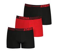 Athena - Lot de 3 Boxers Homme Athena Sport Ecopack - Microfibre Respirante - Label Oeko-TEX® - Coupe Ergonomique - Confort et Maintien - Rouge, 2 (S)