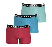 Athena - Lot de 3 Boxers Homme Easy Color - Boxers Coton Stretch Respirant - Label Oeko-TEX® - Coupe Ergonomique - Confort et Maintien Supérieurs - Rouge-Bleu-Lagon, 4 (L)