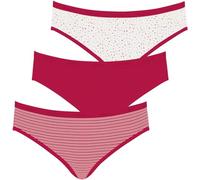 Athena Lot de 3 Culottes Ecopack Mode-Coton Stretch Ultra Doux-Fin Élastique à la Taille pour Un Maintien Optimal-Oeko-TEX Slips, Cerise, 44/46 Femme