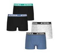 Athena - Lot de 4 Boxers garçon Easy Color Taille : 14 Ans - Couleur : Noir-Bleu-Chiné