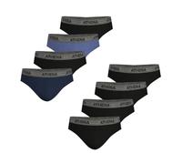 Athena Promo Basic Coton 8A70 Slips, Bleu/Noir/Bleu Chiné/Noir/Noir/Noir/Noir/Noir an, M (Lot de 8) Homme