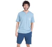 Athena - Pyjama Court Homme - Easy Coton - Oeko-TEX® - Bas Gaze de Coton - Col Rabat