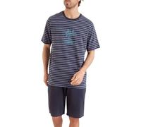 ATHENA - Pyjama Court Homme Rayures Fish & Chips - Taille : 3/M - Couleur : Rayures Anthracite Parme Blanc-Anthracite