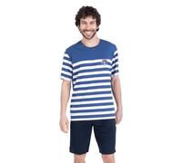 Athena - Pyjama Court Homme - Rayures Ocean Club - Oeko-TEX® - Rayures Fils Teints