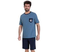 Athena Rayures Waves 7P72 Ensemble de Pijama, Bleu/Marine, 3/M Homme