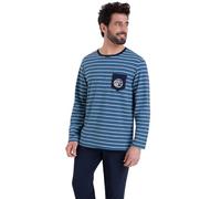 Athena Rayures Waves 7P73 Ensemble de Pijama, Bleu/Marine, 3/M Homme