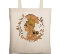 Athena Sac fourre-tout en coton naturel écologique déesse de la sagesse de la Grèce antique Beige