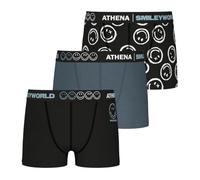 Athena SmileyWorld Lot de 3 Boxers Garçon - Imprimé + Uni - Confort Quotidien