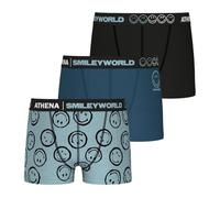 Athena SmileyWorld Lot de 3 Boxers Garçon - Imprimé + Uni - Confort Quotidien