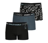 Athena SmileyWorld Lot de 3 Boxers Homme - Imprimé + Uni - Confort Quotidien