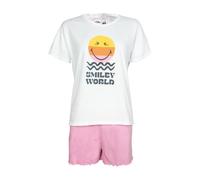 Athena SmileyWorld Pyjama Court Femme - 100% Coton - Col Rond + Short Fluide