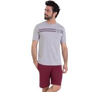 Athena Sport Chiné 7P79 Ensemble de Pijama, Gris/Bordeaux, 4/L Homme