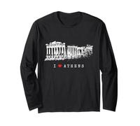 Athènes Acropolis Vintage Skyline Grèce I Love Athens Manche Longue