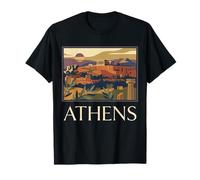 Athènes, Grèce, Acropole, Ville Ancienne, Graphique de Voyage rétro T-Shirt