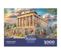 Athènes Panorama 1000 Pièces Ruines d'Athènes Puzzle Adulte Passionnés Carton Épais Résistant Anti-Stress Stimuler l'esprit pour Cadeaux Remerciement avec Affiche Guide 70x50cm/1000pcs