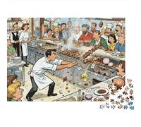 Athènes Taverna Souvlaki Cylindre de brochette Puzzle en Bois Imperméable DIY Puzzles De 1000 Pièces pour Adultes Amusant Jeux De Stimulants