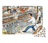Athènes Taverna Souvlaki Cylindre de brochette Puzzle en Bois Imperméable DIY Puzzles De 1000 Pièces pour Adultes Cadeaux Coloré De Décoration pour La Maison