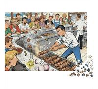 Athènes Taverna Souvlaki Cylindre de brochette Puzzle en Bois Imperméable DIY Puzzles De 1000 Pièces pour Adultes Cadeaux Coloré Jeux Éducatifs