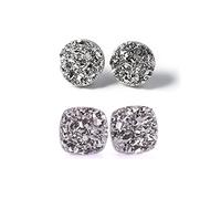 Atheniz Amo'Thea Lot de 2 paires de boucles d'oreilles en germanium pour lymphatique sans perçage pour homme et femme, Acier inoxydable, Zircone cubique