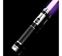 AthlChamp Sabre Laser de Duel Lourd pour Adultes, avec poignée en métal Robuste, Lame épaisse, 16 Effets sonores et 12 Couleurs RVB - Noir et argenté