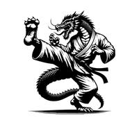 Athlète dragon de karaté Peintures murales et stickers muraux en vinyle 42x47.7cm Culture du tatouage Noir