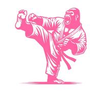 Athlète gorille de karaté Peintures murales et stickers muraux en vinyle 42x44.7cm Ne se décolle pas Rose