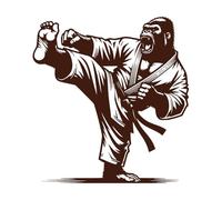 Athlète gorille de karaté Peintures murales et stickers muraux en vinyle 67.2x71.5cm Étanche Café