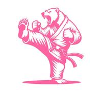 Athlète ours polaire de karaté Peintures murales et stickers muraux en vinyle 42x49cm Embellissement mural Rose