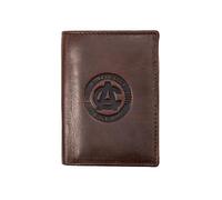ATHLETIC CLUB BILBAO Portefeuille classique avec porte-monnaie en cuir 100 % vachette, couleur marron, dimensions 11 x 8 cm, produit officiel. Livré dans une boîte noire avec le blason