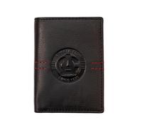 ATHLETIC CLUB BILBAO Portefeuille classique en cuir 100 % vachette, noir avec détails rouges, 11 x 8 cm, compartiments pour cartes et billets, produit officiel. Livré dans une boîte noire avec écusson