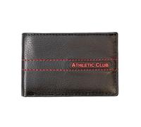 ATHLETIC CLUB BILBAO Portefeuille en cuir 100 % vachette, noir et rouge, super fin, 11 x 7 cm, avec RFID, compartiments pour cartes, produit officiel