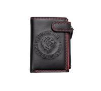 Athletic Club Porte-monnaie en cuir. Produit officiel. Design « Unique in The World », Noir avec détails rouges, 8 cm, Sport classique