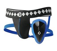 Athletic Cup Groin Protector & Four-Strap No Shift Jock Strap System for Sports, Medium