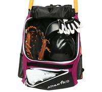 Athletico Baseball Bat Bag - Sac à dos pour équipement et équipement de baseball, de T-Ball et de softball pour jeunes et adultes | Peut contenir une batte, un casque, un gant et des chaussures | Compartiment à chaussures et crochet de clôture (marron)
