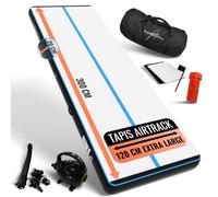 AthleticPro Tapis de Gymnastique Gonflable - 120cm Extra Large, Épaisseur 10/20cm, Piste de Gym pour Gymnastique & Acrobatie avec Pompe Électrique, Kit de Réparation & Sac (300 x 120 x 20 cm)