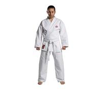Athletics Gear Kit d'uniforme de karaté avec ceinture | Mélange de coton polyester, poids léger, pour enfants, homme et femme (blanc, 5/180 cm)