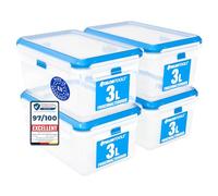 ATHLON TOOLS Boîte Hermétique Alimentaire 3L Lot de 4 Conservation Étanche | Boîte de Conservation Alimentaire Transparente : joint étanche, congélateur -40°C, micro-ondes, lave-vaisselle, sans BPA