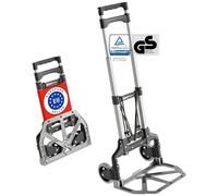 ATHLON TOOLS Diable Pliable en Aluminium - Capacité de Charge 70 kg - Chariot de Transport léger, poignée télescopique, Roues Robustes, Pliage Compact - Certifié TÜV GS