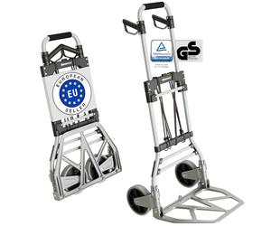 ATHLON TOOLS Diable Pliant Robuste Charge Lourde Max 150kg | Pour déménagement et manutention intensive : 2 cordons extensibles inclus, poignée télescopique de 115 cm, pliable et compact