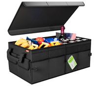 ATHLON TOOLS Organiseur de coffre de voiture XXL - Pliable - Antidérapant - Renforcé - Robuste - Avec couvercle - Idéal pour le camping et la vie quotidienne
