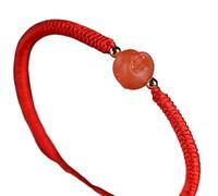 AthuAh Bracelet Feng Shui, Bracelet en agate rouge naturelle du sud for femme, porte-bonheur, bouddha riant, cordon rouge réglable, année du tigre, amulette rouge (Color : Buddha)