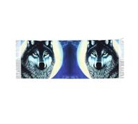 AthuAh Écharpe loup sous la lune, longue écharpe chaude, douce et confortable, adaptée pour les hommes et les femmes, Noir , taille unique