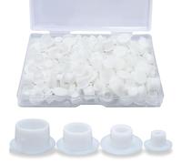 Athyior Lot de 130 bouchons de trou en plastique blanc 4 tailles - Cache-trous de vis ronds de type encastrable pour meubles, armoires, étagères (5/6/8/10 mm)
