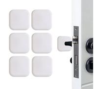 Athyior Lot de 6 butées de poignée de porte de 4 cm en caoutchouc souple autocollant pour porte, mur, bureau, cuvette de toilettes (carré, blanc)