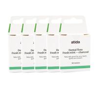 Atida Bucco-Dentaire Fil Dentaire Goût Menthe Charbon Actif 50m x 5