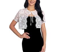 Atigy Boléro Femmes Chic Gilet Manches Courtes Dentelle Élégante Veste Boléro Mariage pour Femmes et Filles (as4, Alpha, m, Regular, Regular)