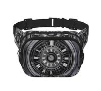 aTime Travel Sac banane carré double couche avec sangle réglable pour activités de plein air, noir, taille unique, Noir , Taille unique