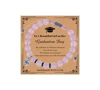 Atiptu Bracelet de remise de diplôme 2023 en pierre naturelle avec boussole pour femme, bracelet assorti pour remise de diplôme, bracelet inspirant, bracelet d'amitié, de distance, de lycée, Pierre