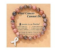 Atiptu Bracelets de sensibilisation au cancer du sein - Bracelet en perles en pierre naturelle - Bracelets inspirants contre le cancer du sein - Cadeau pour femme, Pierre, Pas de gemme